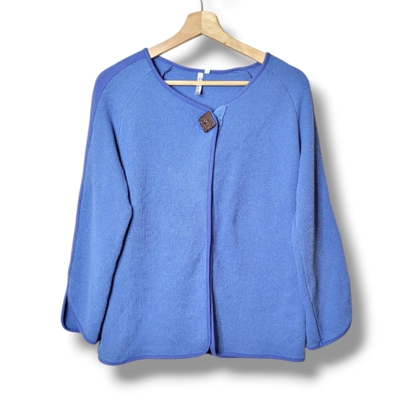 Lulu-B Sweaters - Lulu B Blue Cardigan Sweater 1 Button Front Casual Cozy Size Large